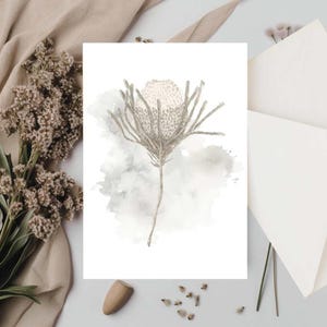 Botanische Aquarell Grußkarte, Einzelkarte mit Umschlag, Pflanzenkunst, Naturinspiriertes Briefpapier