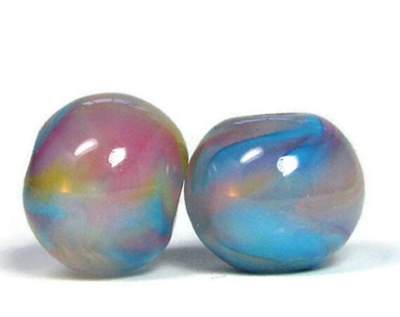 Pastel Beads Artisan World's Fair Lampwork Glass Beads Colorful Art Beads that include Island Paradise Pale Dogwood and Niagara SRA - B -195