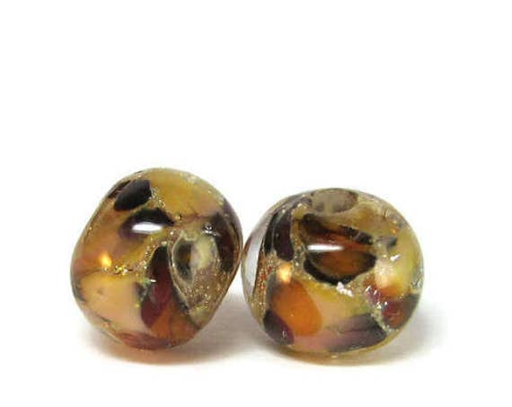 Woodland Mosaic artisan glass beads - Free USA Shipping - Macrame Crafting -Make a Woodland Necklace or Woodland Earrings-Can use 2mm Cord