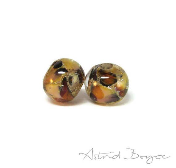 Woodland Mosaic artisan glass beads - Free USA Shipping - Macrame Crafting -Make a Woodland Necklace or Woodland Earrings-Can use 2mm Cord