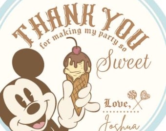 Editable Mickey Mouse Thank You Tag, Disneyland Birthday (Digital Canva)