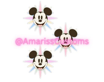 Pastel Mickey Mouse Fun Wheel Label, Party Decor (Digital Download)