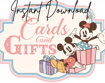 Mickey and Minnie Cards and Gifts Sign, Mainstreet Party, Birthday, Baby Shower, Disneyland Party Decoration, Digital file