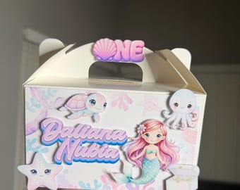 Under The Sea Gable boxes under the sea party candy boxes Oneder the sea mermaid party favors pastel mermaid party boxes