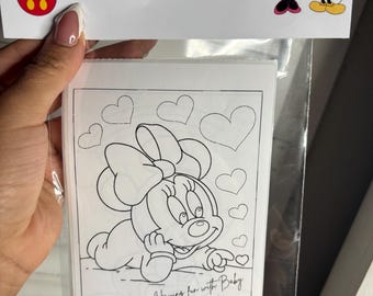 Custom Minnie Mouse Coloring Books with Crayons, Party Favors