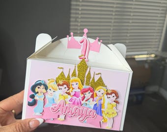 Disney Princess Baby Candy favor boxes princess themed gable boxes custom gable boxes princess party favors Disney princess baby theme party