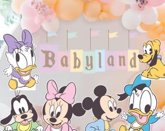 Mickey and Friends Babyland Cutout Props, Baby Shower (Digital Download)