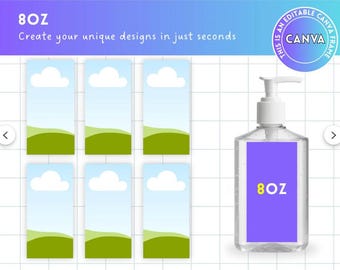 Editable Hand Sanitizer Label Canva Template, Frame Bundle (Digital Download)
