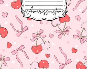 Coquette Cherry Composition Notebook Cover, Printable Canva Template (Digital Download)