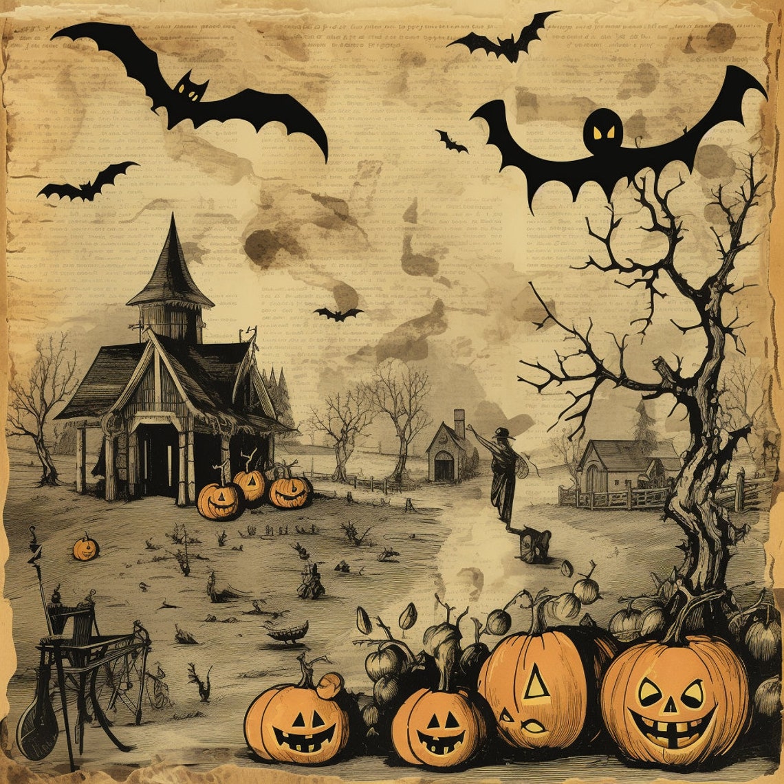 12x12 Vintage Halloween Printable Papers 12 Sheets - Etsy