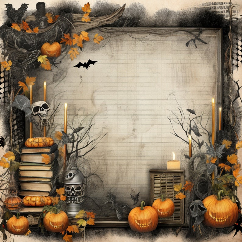 12x12 Vintage Halloween Printable Papers 15 Sheets Etsy