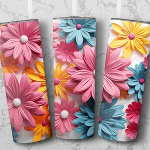 Flower 20 oz Skinny Tumbler Sublimation Design, Straight & Tapered Wrap, Tumbler Wrap, Tumbler Png, Instant Download