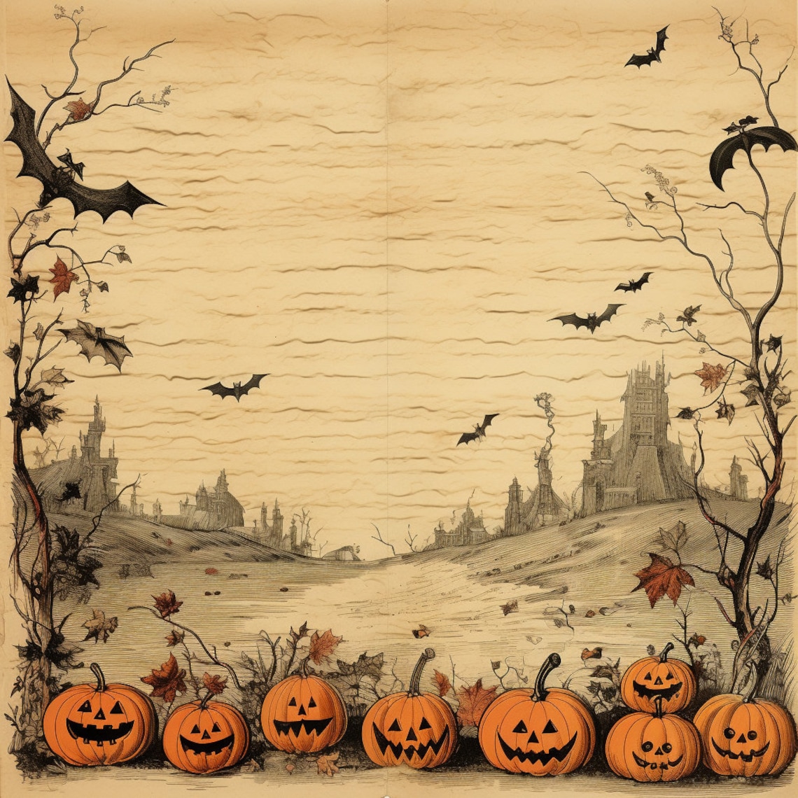 12x12 Vintage Halloween Printable Papers 12 Sheets - Etsy