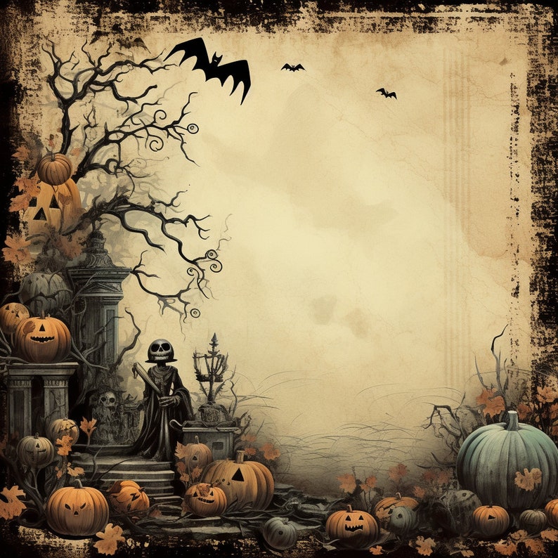 12x12 Vintage Halloween Printable Papers 11 Sheets Etsy
