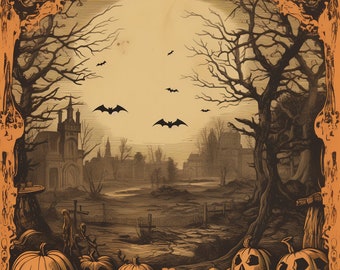 12x12 Vintage Halloween Printable Papers 12 sheets