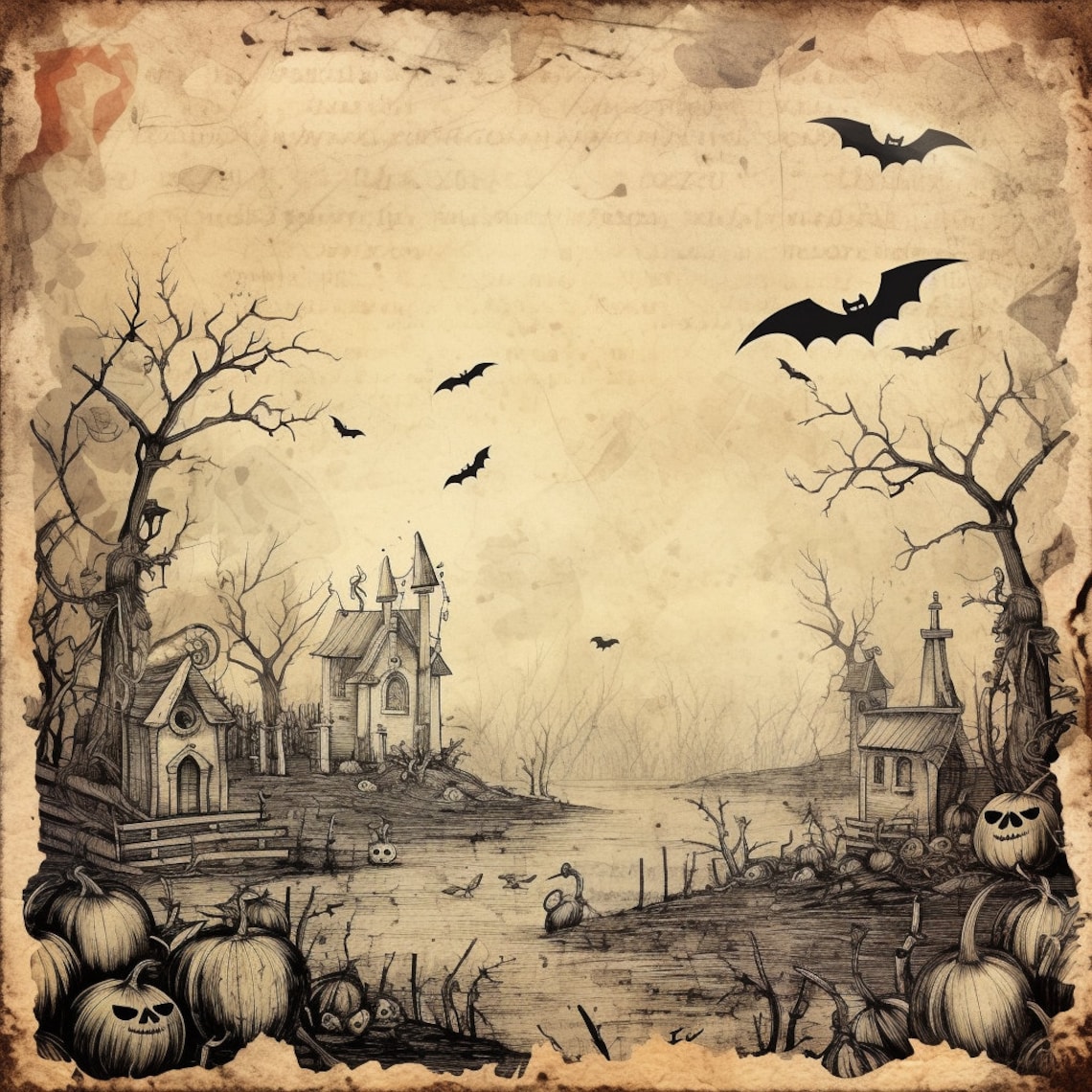 12x12 Vintage Halloween Printable Papers 12 Sheets - Etsy