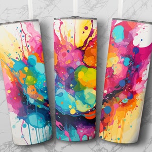 Bright Splash 20 oz Skinny Tumbler Sublimation Design, Straight & Tapered Wrap, Tumbler Wrap, Tumbler Png, Instant Download