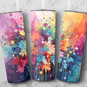 Bright Splash 20 oz Skinny Tumbler Sublimation Design, Straight & Tapered Wrap, Tumbler Wrap, Tumbler Png, Instant Download