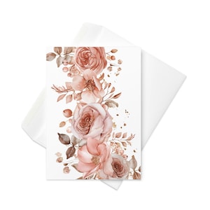 Elegant Blush Floral Greeting Card | Versatile All Occasion Card | Delicate Pink Flowers | Thoughtful Stationery Gift