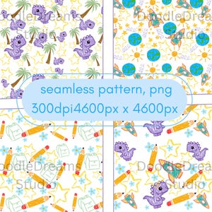 Back to School Digital Papers, seamless repeat printable pattern, instant download file, classroom background, teacher graphics, education