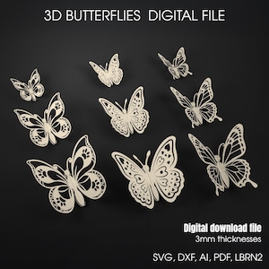 3D Butterfly SVG Laser Cut File: Wooden Butterfly Decor (Digital Download)