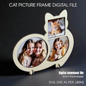Laser Cut Cat Photo Frame SVG File: DIY Home Decor (Digital Download)