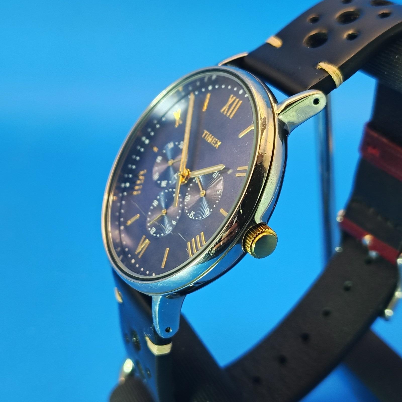 Vintage 2010 Timex Faux Chronograph 40mm Mens Quartz‎ Dress Watch Wax Leather Timex Q Timex Chronograph 40mm Leather Band – Watch Republic PH main image 2