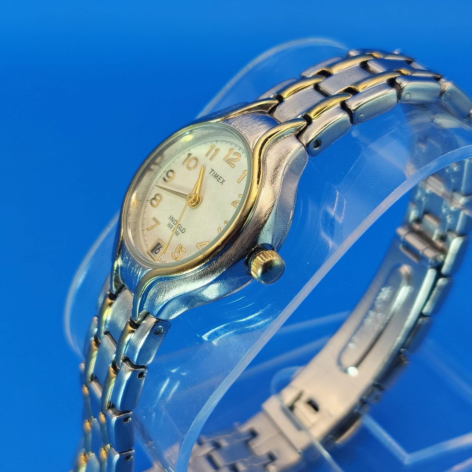 Vintage 2001 Timex Indiglo 27mm Two Tone Women display picture 3