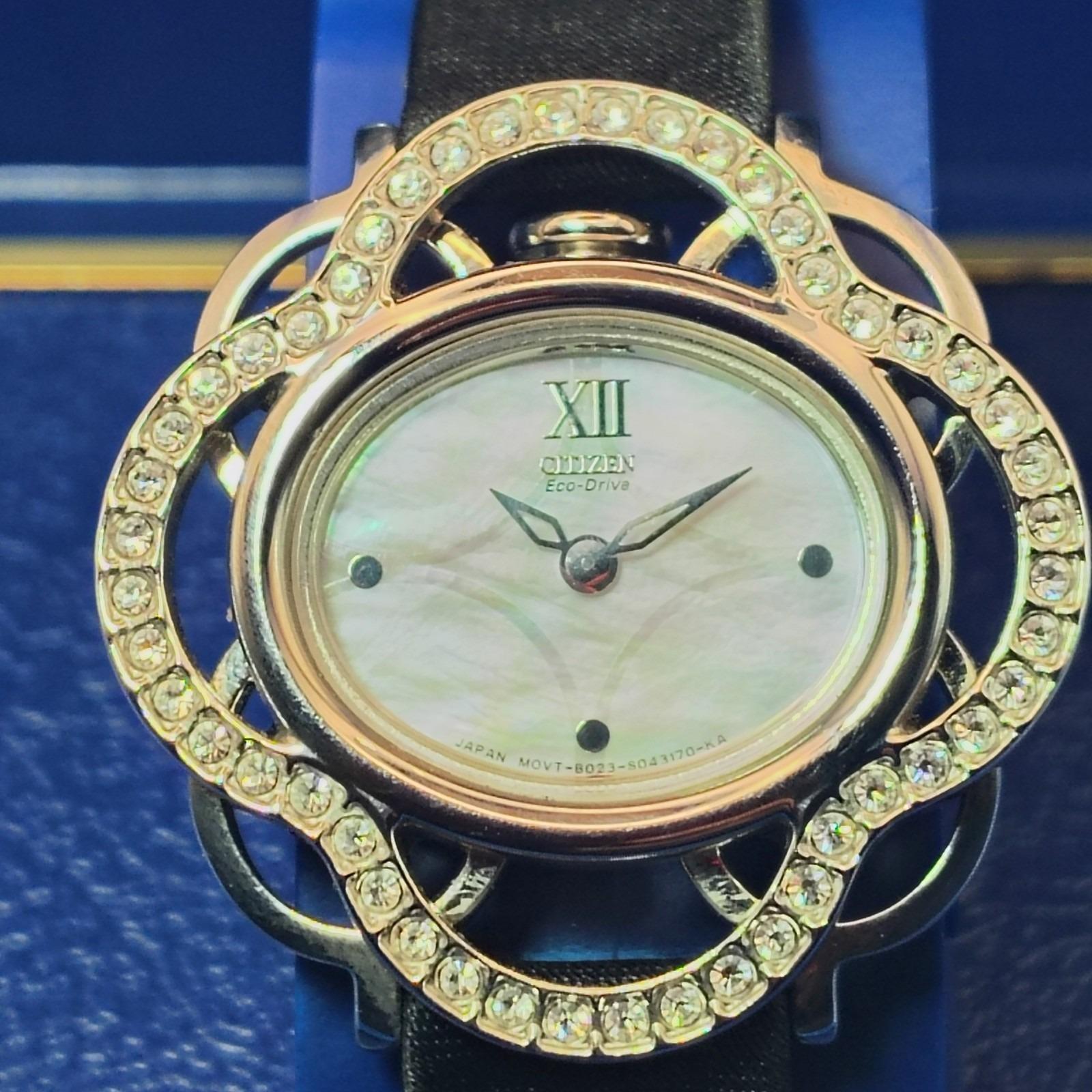 Citizen Eco-Drive Womens Watch Recharageable Gold Tone Rhinestone Mother Pearl Citizen Mother of Pearl Watch Eco Drive - Etsy main image 2