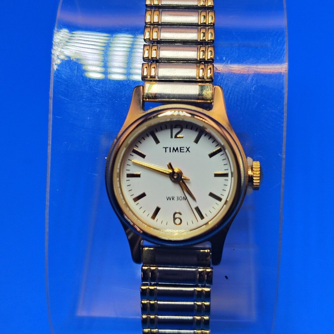Vintage 2004 Timex 19mm Women\'s Two Tone‎ Quartz Cocktail Watch Stretch Bracelet Vintage 2004 Timex 19mm Women main image 2