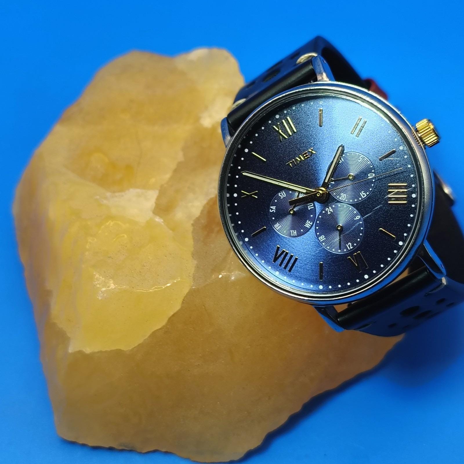 Vintage 2010 Timex Faux Chronograph 40mm Mens Quartz‎ Dress Watch Wax Leather Timex Q Timex Chronograph 40mm Leather Band – Watch Republic PH main image 4