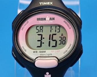 Vintage 2004 Timex Ironman Triathlon Indiglo 42mm Women's Digital Sport Watch