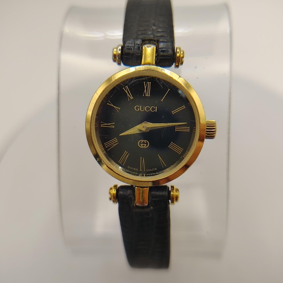 Vintage Authentic GUCCI 2000L SWISS Women's Quartz Watch Lizard