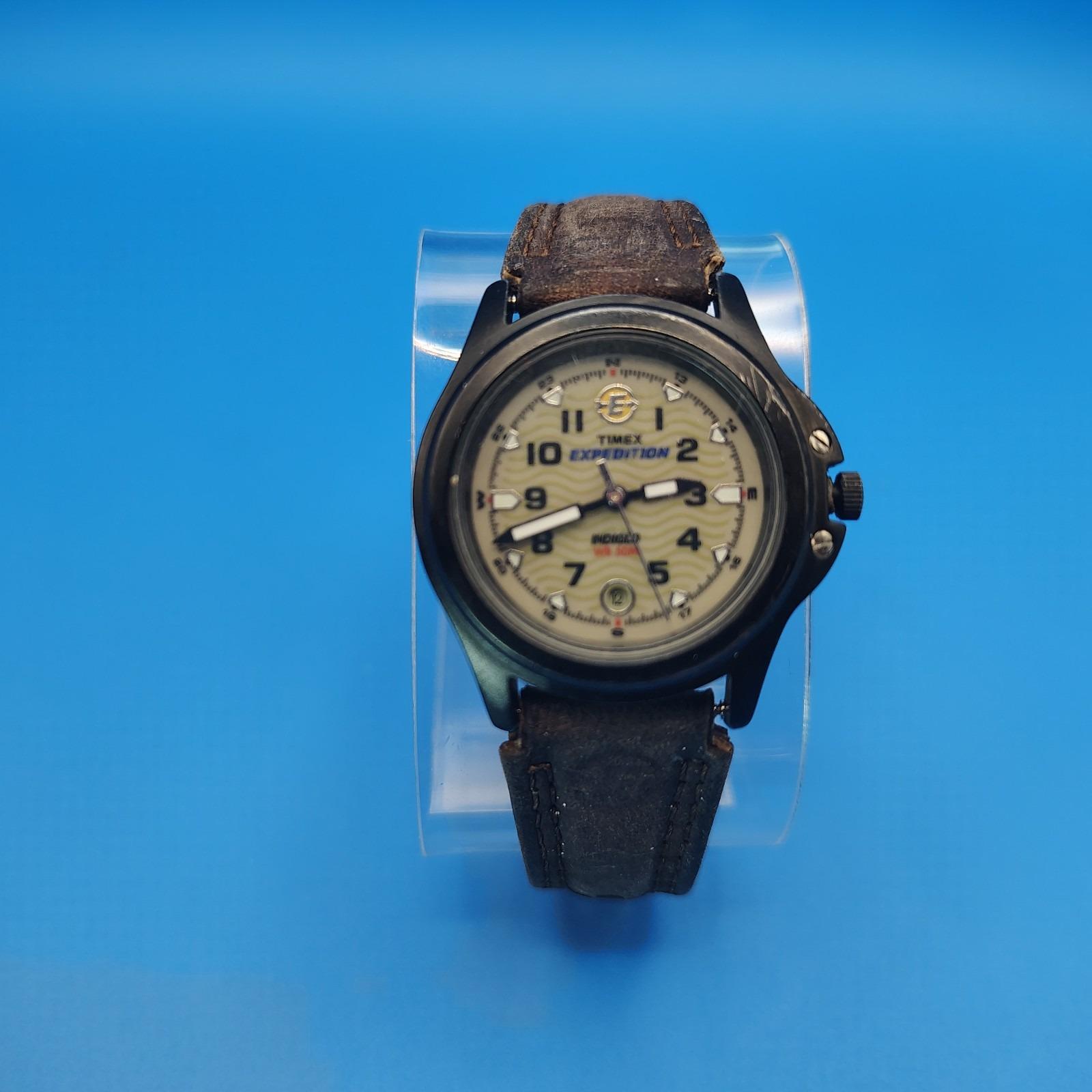 VTG 2002 Timex Expedition Watch Women 30mm‎ Case Brown Band- New BAttery Timex Expedition Women Round Wristwatches for sale | eBay main image 4
