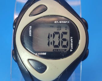 Vintage 2004 sport laptimer alarm 42 mm digitaal dameshorloge verstelbare riem