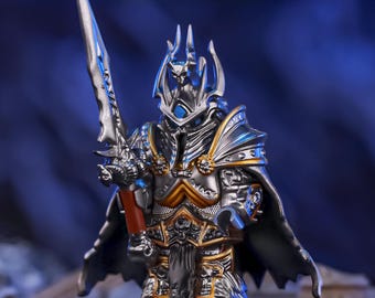 Custom Lich King Minifigure Armor Set, DND Miniatures, World of Warcraft, Role-Play Battle Gear with Sword & Cape (Minifigure Not Included)