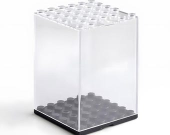 Stackable Acrylic Minifigure Display Case: Clear Brick Organizer (48x48x69mm)