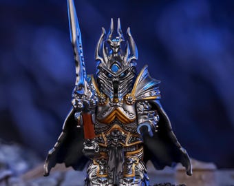 Lich King minifiguurpantserset, World of Warcraft aangepast figuur, DND-miniatuur, fantasie-RPG cadeau, zwaard en cape inbegrepen