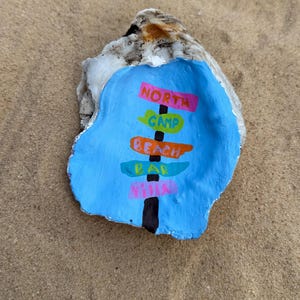 Hand-Painted Oyster Shell Trinket Dish – Beach Signs - Cup - Nautical Decor | Coastal Gift | Hand-Shucked & Upcycled