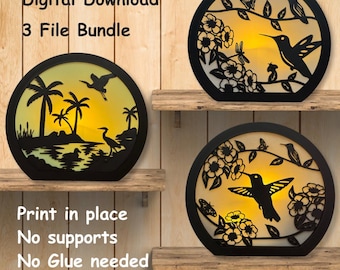 3D Gedruckte Kolibri & Reiher Lampe STL Bundle Teelichthalter Kerzenhalter (Digitaler Download)