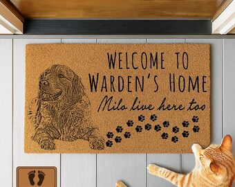 Personalized Dog Doormat, Custom Family Name, Pet Home Decor