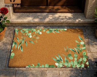 Floral Coir Doormat, Retro Welcome Mat, Housewarming Gift