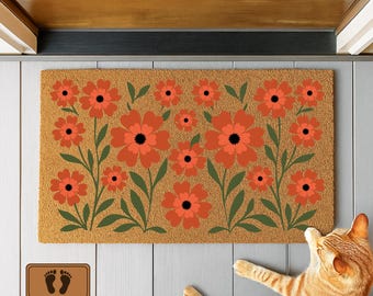 Boho Floral Doormat: Flower Garden Welcome Mat