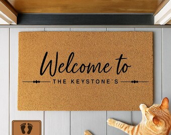 Personalized Coir Door Mat: Custom Family Name Welcome Mat