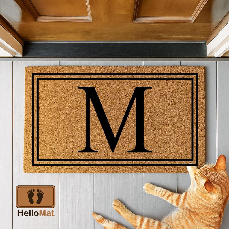 Personalized Family Initial Monogram Doormat, Custom Housewarming Doormat Gift