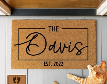 Personalized Family Name Doormat, Custom Last Name Welcome Mat, Monogram Doormat, Housewarming Gift, Front Door Mat, New Home Gift