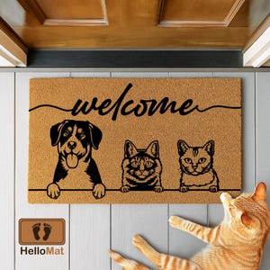 Personalized Dog And Cat Doormat, Customized Dog And Cat Gift, Welcome Mat Dog, Custom Dog Doormat, Housewarming Gift, Gifts For Pet Lovers