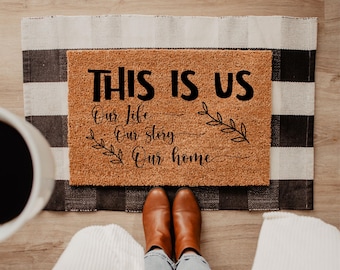 Family Doormat, This Is Us Doormat, Our Life Our Story Our Home Doormat, Farmhouse Entryway, Home Entry Decor Gift, Sentimental Gift