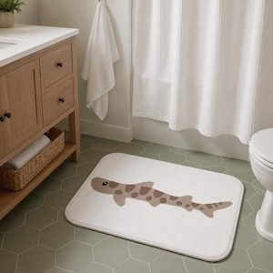 Leopard Shark Bath Mat, Soft Memory Foam Bathroom Comfort Mat