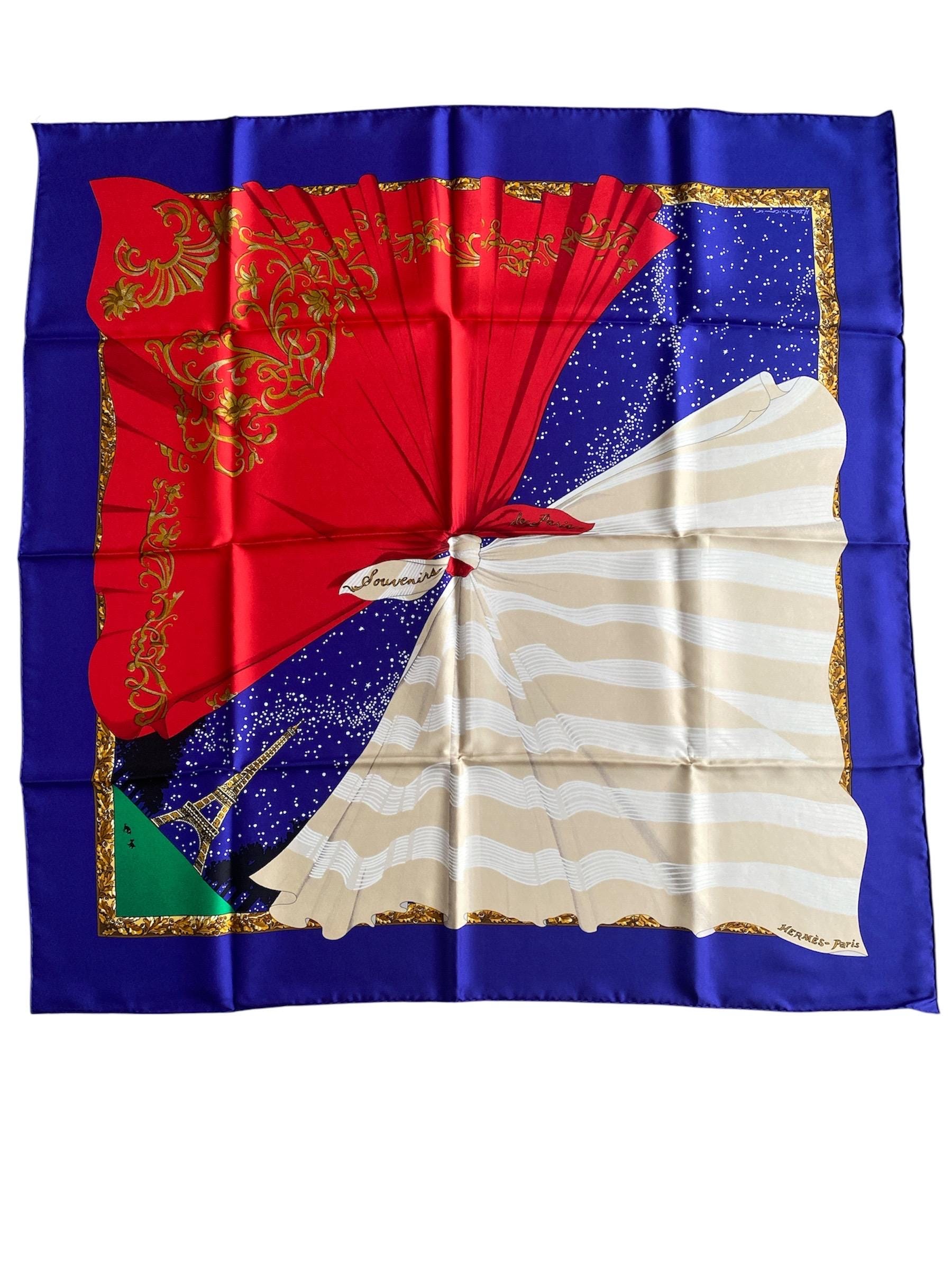 Écharpe Carrée France Vintage - Souvenir Villes Repères - Rouge - 31 Cm - Foulard